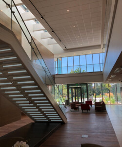 Wood and stainless steel stairway at U of U